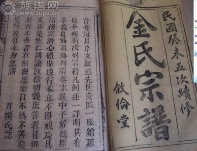 族谱网专题解说--湖南金氏源流